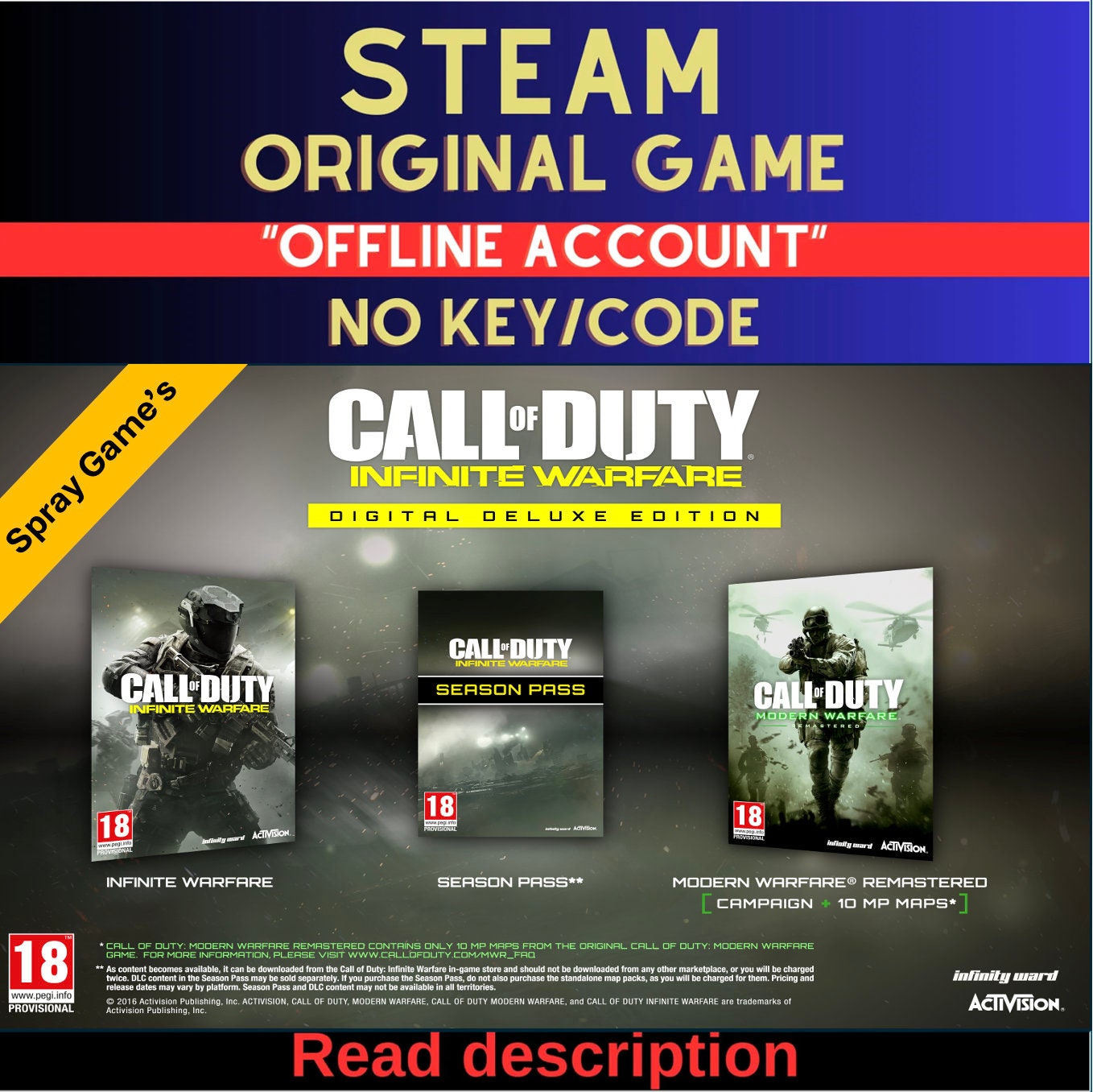 Call of Duty: Infinite Warfare Digital Deluxe Edition - Steam Account (Read Description)