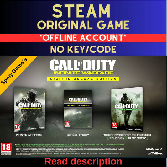 Call of Duty: Infinite Warfare Digital Deluxe Edition - Steam Account (Read Description)