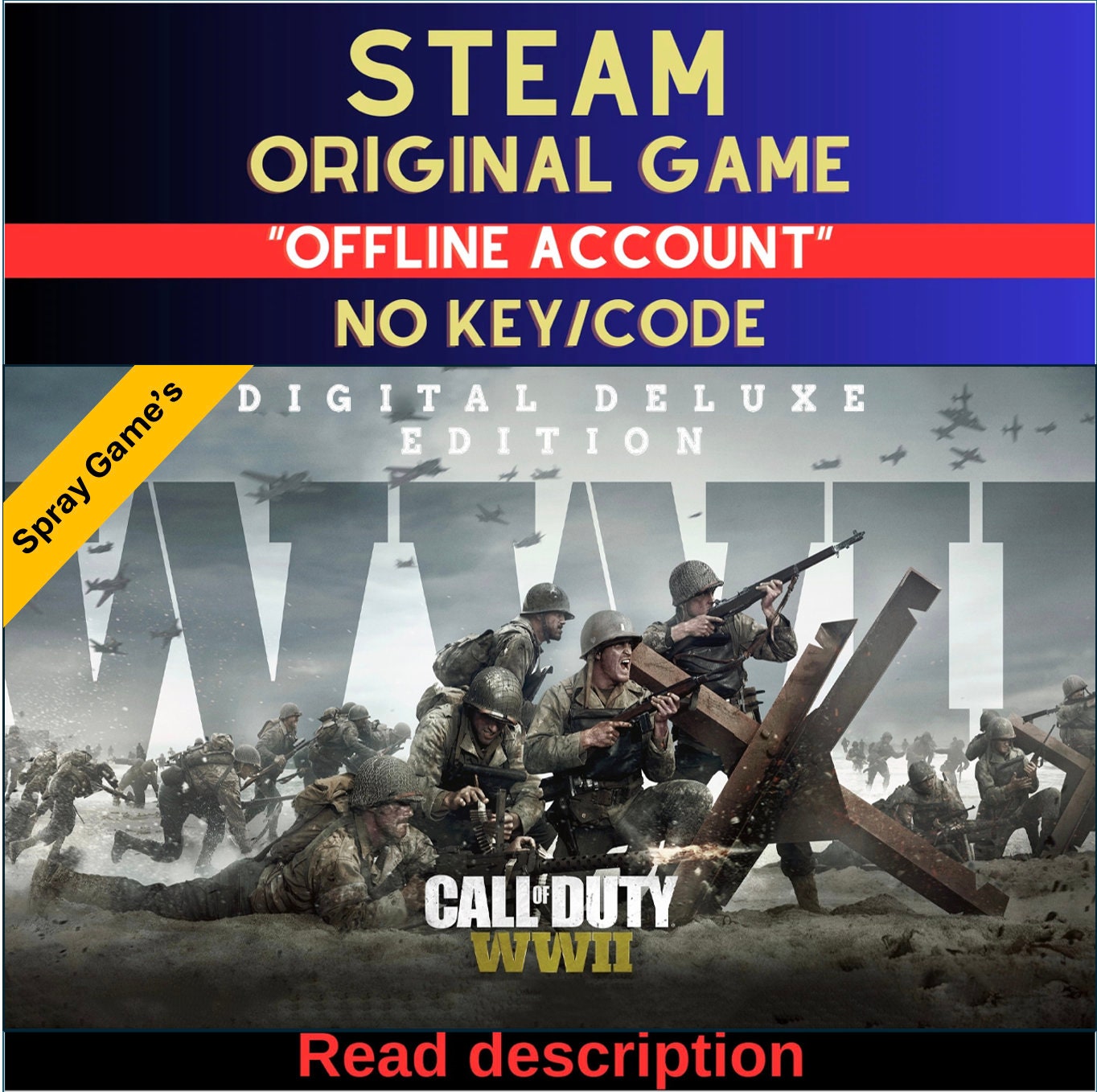 Call of Duty: WWII - Digital Deluxe Edition - Steam Account (Read Description)