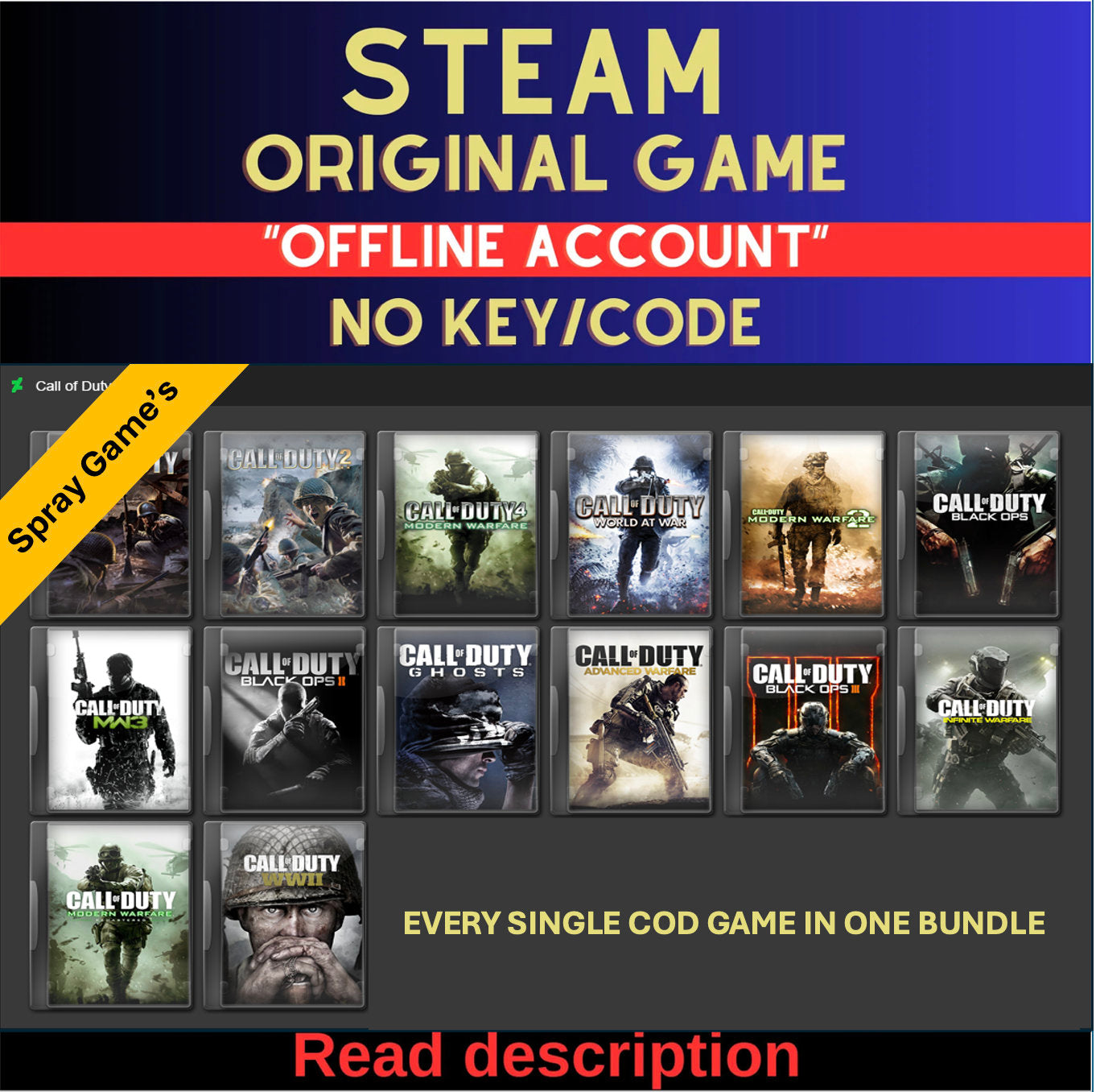 Call of Duty: Franchise Collection Bundle - Steam Account (Read Description)