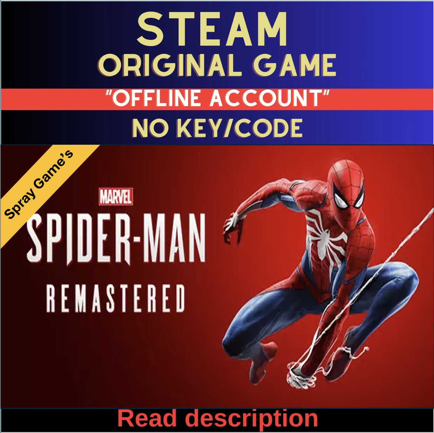 Marvel's Spider-Man Remastered Steam (Read Description)